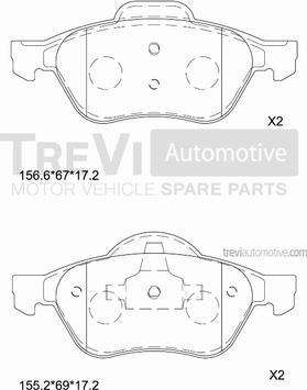 Trevi Automotive PF1289 - Комплект спирачно феродо, дискови спирачки vvparts.bg