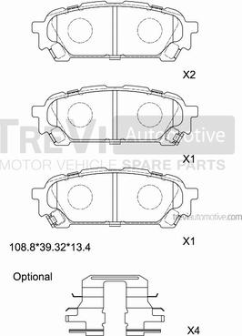 Trevi Automotive PF1286 - Комплект спирачно феродо, дискови спирачки vvparts.bg