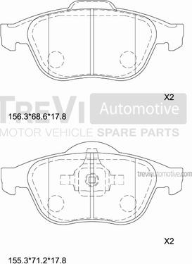 Trevi Automotive PF1288 - Комплект спирачно феродо, дискови спирачки vvparts.bg