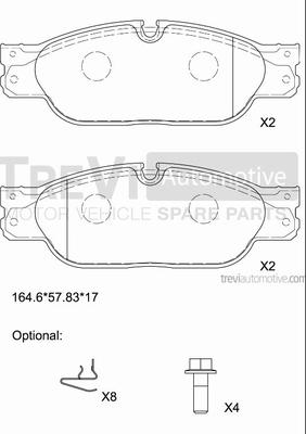 Trevi Automotive PF1235 - Комплект спирачно феродо, дискови спирачки vvparts.bg