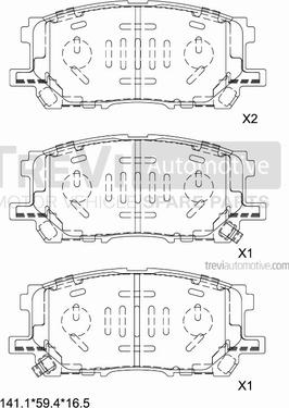 Trevi Automotive PF1236 - Комплект спирачно феродо, дискови спирачки vvparts.bg