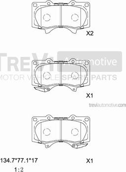 Trevi Automotive PF1227 - Комплект спирачно феродо, дискови спирачки vvparts.bg