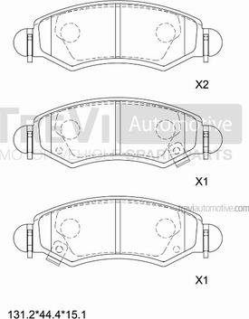 Trevi Automotive PF1270 - Комплект спирачно феродо, дискови спирачки vvparts.bg