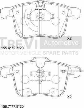 Trevi Automotive PF1278 - Комплект спирачно феродо, дискови спирачки vvparts.bg