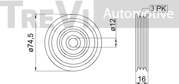 Trevi Automotive TA2145 - Паразитна / водеща ролка, пистов ремък vvparts.bg