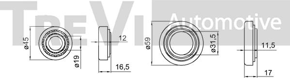 Trevi Automotive WB1808 - Комплект колесен лагер vvparts.bg