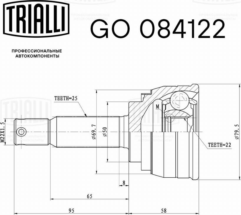 Trialli GO 084122 - Каре комплект, полуоска vvparts.bg