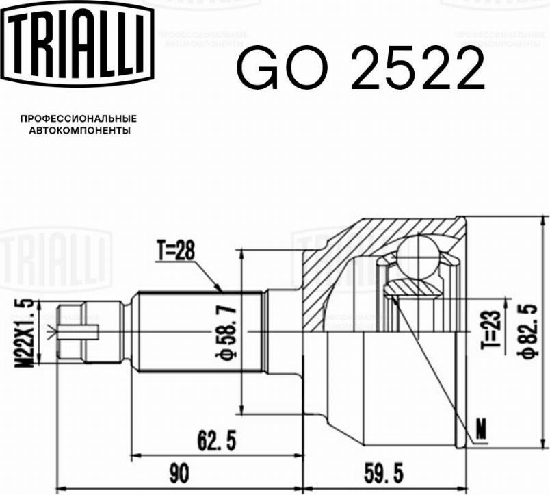 Trialli GO 2522 - Каре комплект, полуоска vvparts.bg