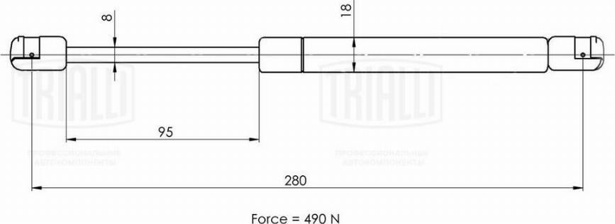 Trialli GS 1825 - Газов амортисьор, багажно / товарно пространство vvparts.bg