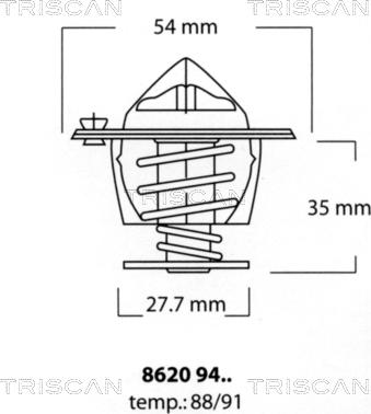 Triscan 8620 9491 - Термостат, охладителна течност vvparts.bg