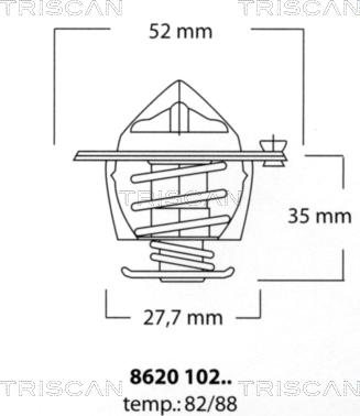 Triscan 8620 10282 - Термостат, охладителна течност vvparts.bg