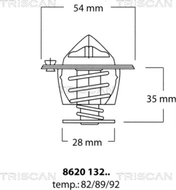 Triscan 8620 13282 - Термостат, охладителна течност vvparts.bg