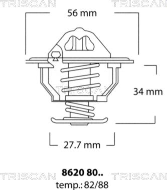 Triscan 8620 8088 - Термостат, охладителна течност vvparts.bg