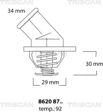 Triscan 8620 8792 - Термостат, охладителна течност vvparts.bg