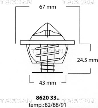 Triscan 8620 3391 - Термостат, охладителна течност vvparts.bg