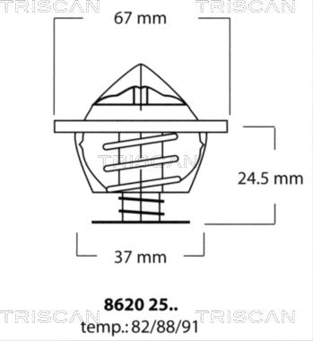 Triscan 8620 2591 - Термостат, охладителна течност vvparts.bg