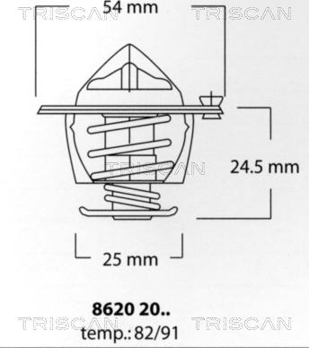 Triscan 8620 2091 - Термостат, охладителна течност vvparts.bg