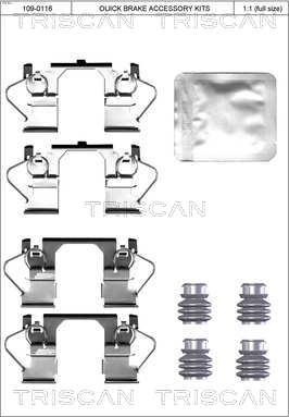 Triscan 8105 241629 - Комплект принадлежности, дискови накладки vvparts.bg