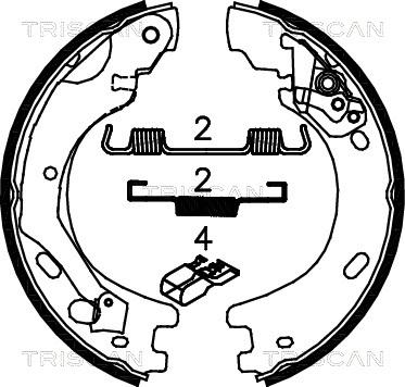 Triscan 8100 17014 - Комплект спирачна челюст, ръчна спирачка vvparts.bg