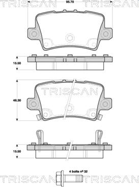 Triscan 8110 40012 - Комплект спирачно феродо, дискови спирачки vvparts.bg