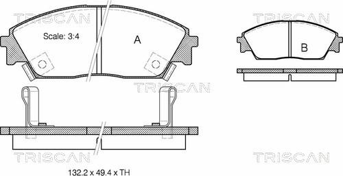 Triscan 8110 40885 - Комплект спирачно феродо, дискови спирачки vvparts.bg