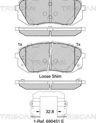 Triscan 8110 43054 - Комплект спирачно феродо, дискови спирачки vvparts.bg