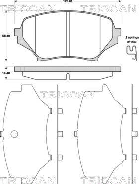 Triscan 8110 50025 - Комплект спирачно феродо, дискови спирачки vvparts.bg