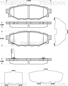 Triscan 8110 68184 - Комплект спирачно феродо, дискови спирачки vvparts.bg