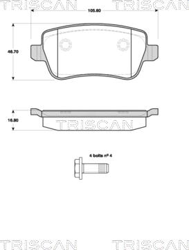 Triscan 8110 15043 - Комплект спирачно феродо, дискови спирачки vvparts.bg