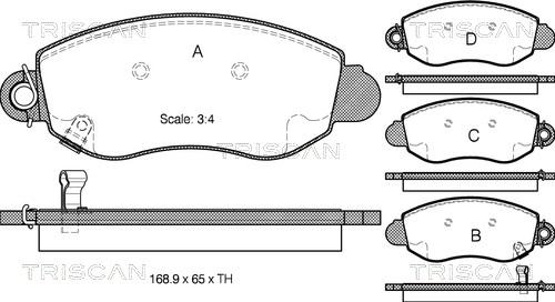 Triscan 8110 16007 - Комплект спирачно феродо, дискови спирачки vvparts.bg