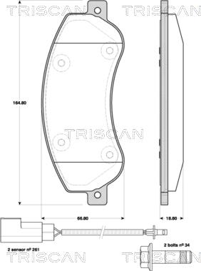 Triscan 8110 16019 - Комплект спирачно феродо, дискови спирачки vvparts.bg