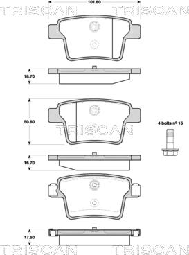 Triscan 8110 16016 - Комплект спирачно феродо, дискови спирачки vvparts.bg