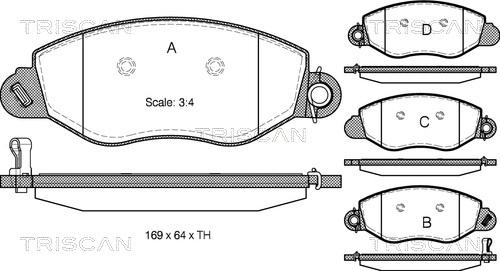 Triscan 8110 16011 - Комплект спирачно феродо, дискови спирачки vvparts.bg