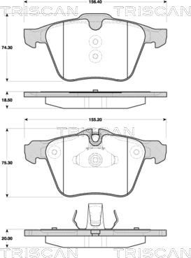 Triscan 8110 10565 - Комплект спирачно феродо, дискови спирачки vvparts.bg