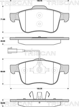 Triscan 8110 12017 - Комплект спирачно феродо, дискови спирачки vvparts.bg