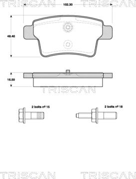 Triscan 8110 38007 - Комплект спирачно феродо, дискови спирачки vvparts.bg