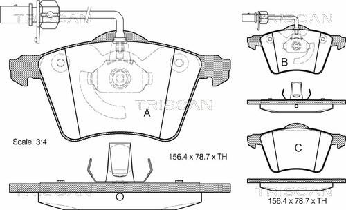 Triscan 8110 29026 - Комплект спирачно феродо, дискови спирачки vvparts.bg