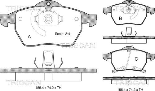 Triscan 8110 24011 - Комплект спирачно феродо, дискови спирачки vvparts.bg