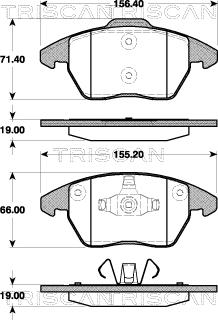 Triscan 8110 28038 - Комплект спирачно феродо, дискови спирачки vvparts.bg