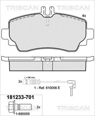 Triscan 8110 23022 - Комплект спирачно феродо, дискови спирачки vvparts.bg