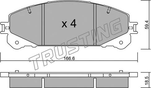 Trusting 954.1 - Комплект спирачно феродо, дискови спирачки vvparts.bg