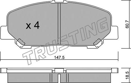 Trusting 922.0 - Комплект спирачно феродо, дискови спирачки vvparts.bg