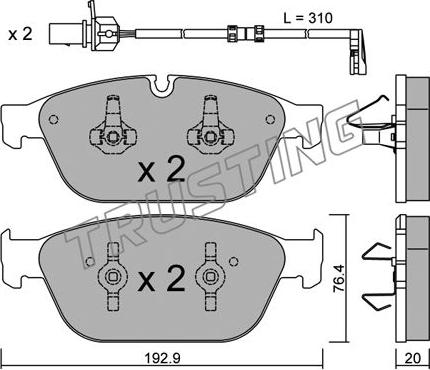 Trusting 970.0W - Комплект спирачно феродо, дискови спирачки vvparts.bg