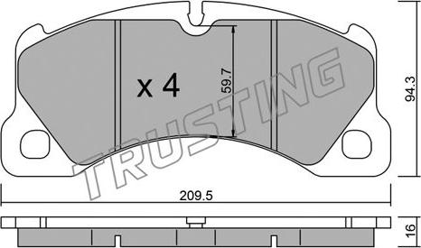 Trusting 973.0 - Комплект спирачно феродо, дискови спирачки vvparts.bg