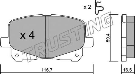 Trusting 459.0 - Комплект спирачно феродо, дискови спирачки vvparts.bg