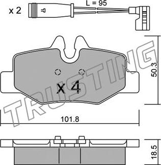 Trusting 592.0W - Комплект спирачно феродо, дискови спирачки vvparts.bg