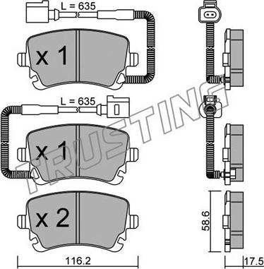 Trusting 570.1 - Комплект спирачно феродо, дискови спирачки vvparts.bg