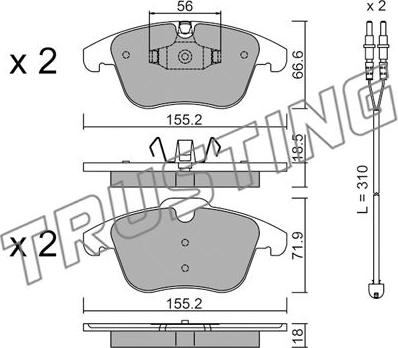 Trusting 691.5W - Комплект спирачно феродо, дискови спирачки vvparts.bg