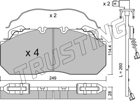 Trusting 605.0W - Комплект спирачно феродо, дискови спирачки vvparts.bg