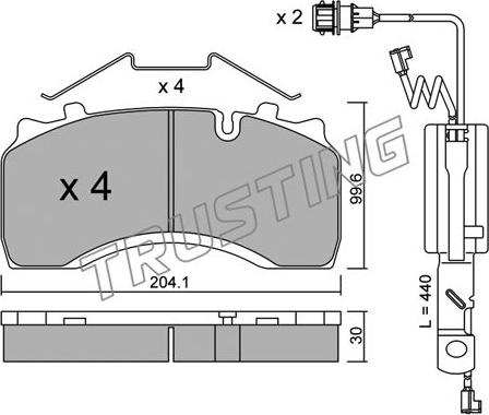 Trusting 606.1W - Комплект спирачно феродо, дискови спирачки vvparts.bg